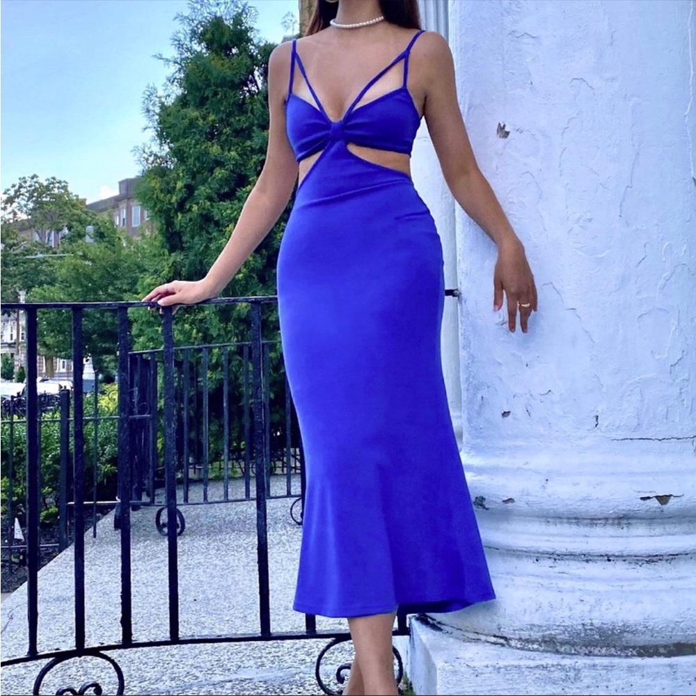 Cobalt Blue Cutout Midi Dress Size 4